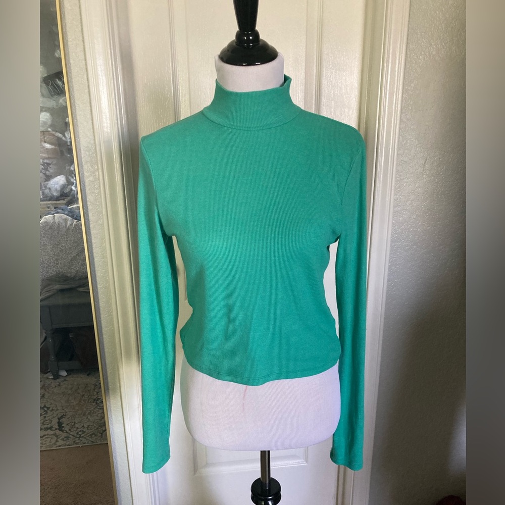 American Eagle cropped cotton long sleeve mockneck